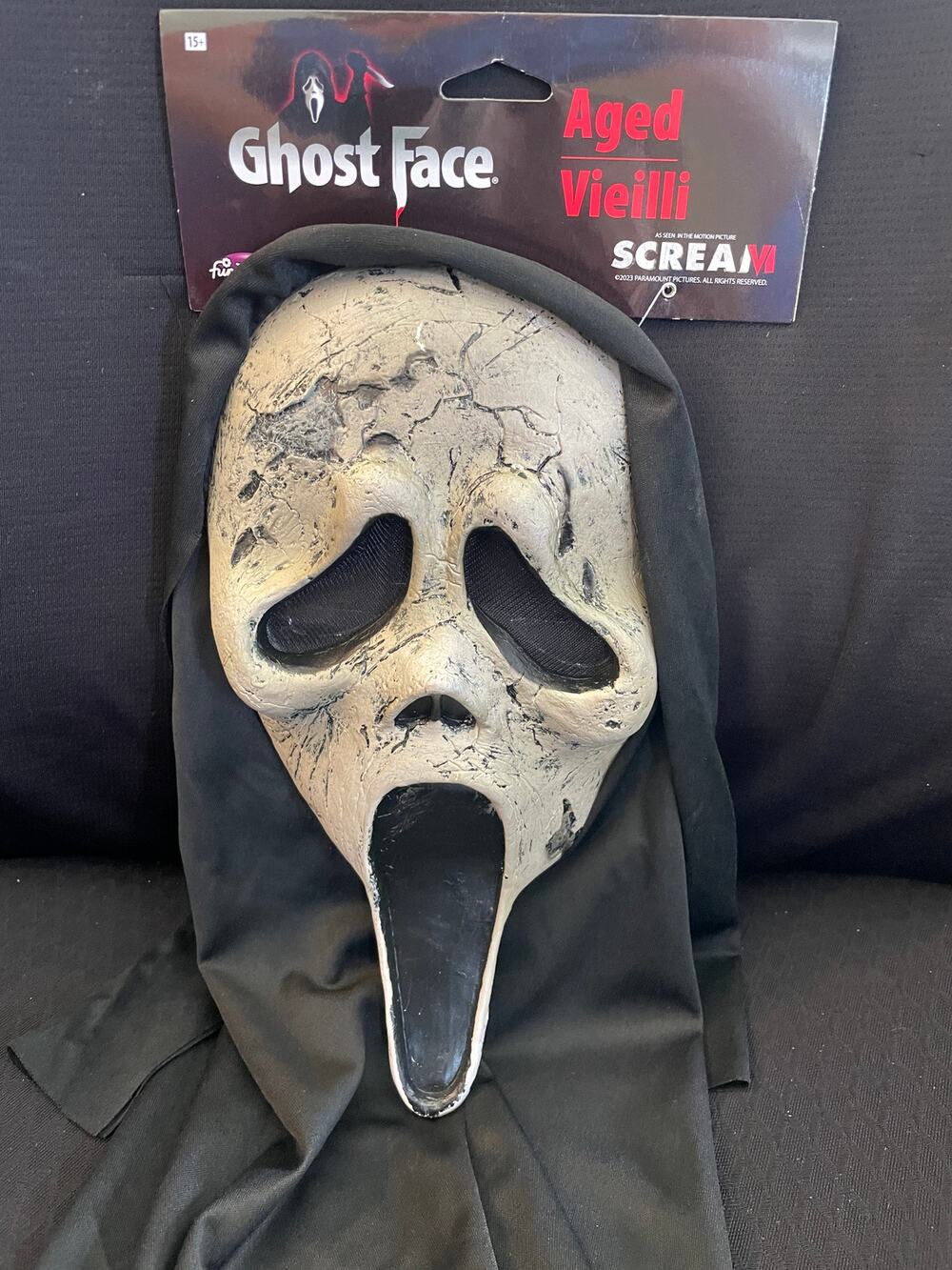 SCREAM GHOST FACE DEAD BY DAYLIGHT AGED MASK W SHROUD HALLOWEEN COSTUME FW93579